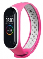 Bracelete Xiaomi Mi band 3, Mi band 4 Silicone Rosa/Branco