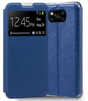 Capa Xiaomi Pocophone X3 Flip Book com Janela Azul Compativel