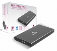 Caixa Externa para Disco 2.5  USB 3.2 5GB SSD/HDD BLUERAY Preta