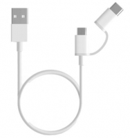 Cabo de Dados Xiaomi Micro USB + Tipo C 30cm Branco em Blister - SJX01ZM