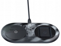 Carregador Wireless Baseus Simple 2 em 1 (Smartphone + Aispods) 15W WXJK-A01 Trasparente