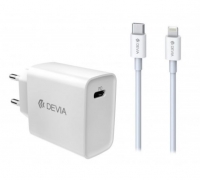 Adaptador de Corrente USB-C 20W + Cabo de Dados Lightning DEVIA em Blister