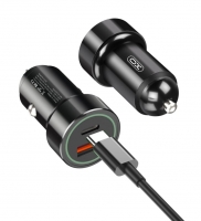 Carregador Isqueiro USB + Tipo C XO TZ11 20W com Cabo Dados Lightning Preto