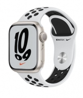 Apple Watch Nike Series 7 GPS 41mm Aluminio Luz das Estrelas com Bracelete Desportiva Nike Platina/Preto