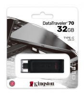 Pen Kingston 32GB Datatraveler DT70 USB 3.2 Tipo C Preto em Blister