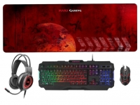 Combo 4 em 1 Gaming Mars Teclado, Rato, Auscultadores e Tapete XL