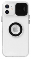 Capa Iphone 11 6.1  SLIDE CAM Silicone Transparente com Anel Preto