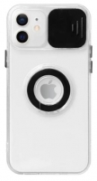 Capa Iphone 13 Pro SLIDE CAM Silicone Transparente com Anel Preto