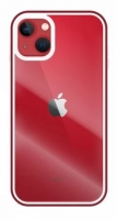 Capa Iphone 13 Transparente com Border Silicone Vermelho