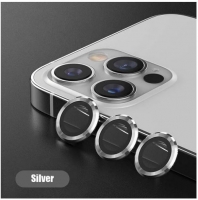 Protetor de Camara em Vidro Temperado Iphone 12 Pro Max (3 Lentes Frame Aluminio) Prata