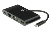 Dockstation EWENT USB-C para HDMI 4K/VGA/RJ45/USB