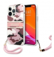 Capa Iphone 13 Pro GUESS Hard Case GUHCP13LKMABPI Camo Strap Pink