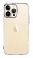 Capa Iphone 14 Pro Max Silicone Transparente e Border Camara em Aluminio Rosa