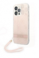 Capa Iphone 14 Pro 6.1  GUESS Print Strap GUOHCP14LH4STP Rosa em Blister