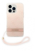 Capa Iphone 14 Pro Max 6.7  GUESS Print Strap GUOHCP14XH4STP Rosa em Blister