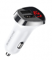 Carregador Isqueiro Borophone 2.4A 2XUsb com Led BZ15 Branco
