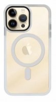 Capa Iphone 14 Pro Max MAGSAFE Transparente com Border Silicone Branco