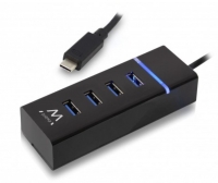 Hub Usb Ewent EW1137 4 Portas USB 3.1 Gen1 (USB 3.0) Type-C Preto