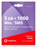 Cartão Sim Vodafone Ready 5GB + 1000Min/Sms
