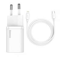 Carregador Baseus Super Si Quick Charger com Cabo USB-C Para Lightning 1m TZCCSUP-B02 Branco