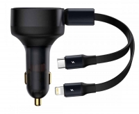 Carregador Isqueiro Baseus 2 em 1 USB-C + Lightning 30W CGTX000001 Preto