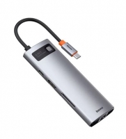 Hub BASEUS 8 em 1 Metal Gleam USB-C para 3x USB 3.0 + HDMI + USB-C PD + RJ45 + MicroSD/SD CAHUB-CV0G