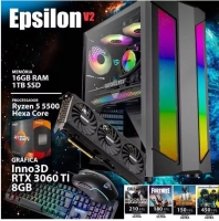 Computador GAMING EPSILON V2 AMD RYZEN 5 5500 / RTX 3060 TI 8GB / 16GB RAM / 1TB SSD