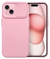 Capa Iphone 15 Silicone SLIDE CAM Rosa