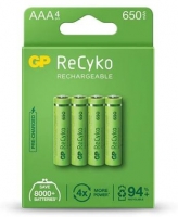 Pilhas GP ReCyko Recarregaveis 650mAh AAA 1.2V (4 unidades)