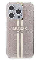 Capa Iphone 15 Pro GUESS IML 4G Faixa Dourada/Rosa (GUHCP15LH4PSEGP)