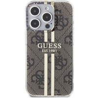 Capa Iphone 15 Pro GUESS IML 4G Faixa Dourada/Castanho (GUHCP15MH4PSEGW)