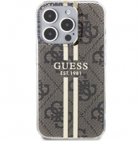 Capa Iphone 15 Pro Max GUESS IML 4G Faixa Dourada/Castanho (GUHCP15XH4PSEGW)