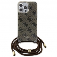 Capa Iphone 15 Pro Max GUESS com Cordão e Estampado Castanho (GUHCP15XHC4SEW)