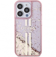 Capa Iphone 15 Pro Max GUESS Glitter Liquido Dourado/Rosa (GUHCP15XLFCSEGP)