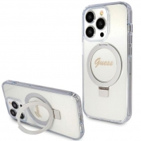 Capa Iphone 15 Pro Max GUESS Logo Glitter com Magsafe e Anel de Suporte Transparente (GUHMP15XHRSGSD)