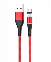 Cabo de Dados Micro-Usb Magnetico BorofoneBU16 2.4A 1.2m Vermelho