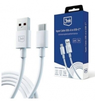 Cabo de Dados USB-A para USB-C 3MK Hyper Cable 3A 1.2m Branco