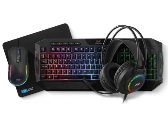 Conjunto Teclado + Rato + Headset + Tapete 1Life All 4 One Gaming