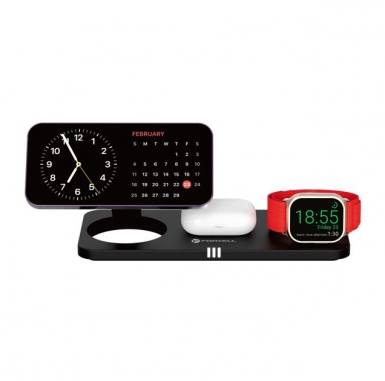 Carregador de Secretaria FORCELL F-ENERGY MagNetix 3w1 Qi2 20,5W Wireless com Magsafe Preto