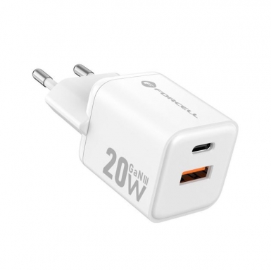 Carregador FORCELL F-ENERGY Mini GaN III VT-35A 1 x USB-C + 1 x USB-A 20w Branco