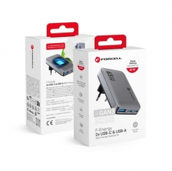 Carregador FORCELL F-ENERGY GaN III VT-47 Ultra Slim 2 x USB-C + 1 x USB-A 65w Cinza