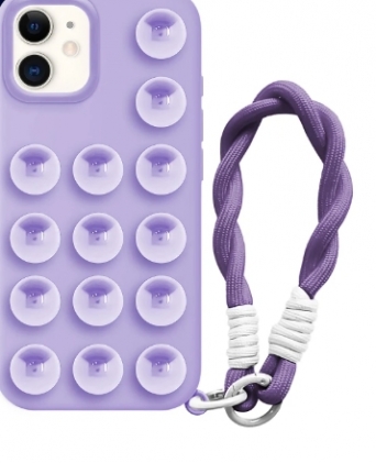 Capa Iphone 11 6.1  Silicone com Ventosa e Cordão Lilás