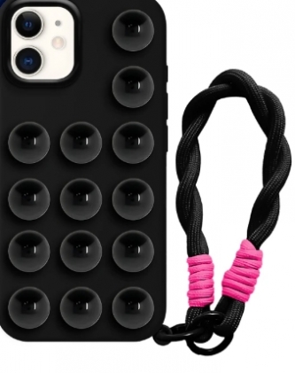 Capa Iphone 11 6.1  Silicone com Ventosa e Cordão Preto