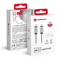 Cabo de Dados USB-C para Lightning FORCELL F-ENERGY Metal C238 PD QC3.0 3A 27W 2m