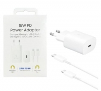 Carregador Samsung EP-T1510XBEGEU 15W 3A Tipo C com Cabo Tipo C 1m Branco Original em Blister