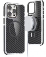 Capa Iphone 17 Pro Max Magsafe Carbono Transparente/Preto