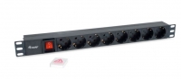 Bloco de 8 tomadas Equip Plástico Preto (1U Horizontal)