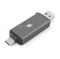 Leitor de Cartões de Memória SD e MicroSD 1Life cr:2in1 USB-A/USB-C Cinza