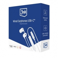 Auriculares USB-C 3MK Wired Earphones Branco em Blister
