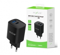 Adaptador Carga Rixus RX95 USB-C / USB-A 30W Preto
